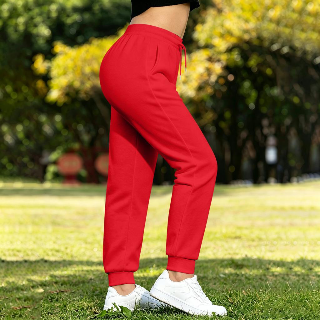 Women's Lined Wide Leg Joggers with Pockets - Loose Fit Straight Leg Sweatpants for Casual Wear