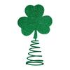 St. Patrick's Day Shamrock Tree Topper with Spring Base Glitter Irish Clover Miniature Christmas Tree Top Decoration Holiday Party Ornament