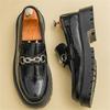 Fashion British New Fashion Men's Metal Chain Thick-soled Height Increasing Shoes Male Moccasins Wedding Prom Homecoming Footwear