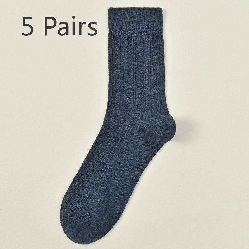 5 Pairs of Male Spring and Autumn High Grade Comfortable Cotton Sweat Absorbing Breathable Deodorizing Socks