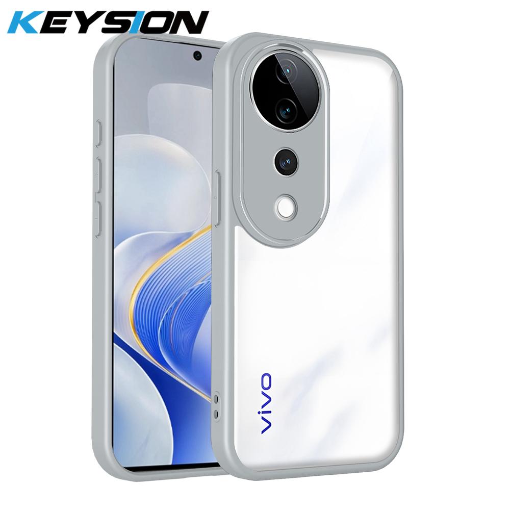

KEYSION Прозрачный чехол для телефона VIVO V40 5G V40 Pro Мягкий силикон+ПК Прозрачный Ударопрочный Чехол-накладка на заднюю панель телефона для VIVO V40 Pro 5G for VIVO V40 Pro 5G серый
