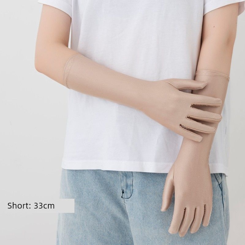 

Women s Summer Sun Protection Etiquette Gloves Black and White Mid-Length UV Protection Driving Breathable Long Sleeve Stretch Fit Dance Performance Long 33cm skin color 2 pairs One size