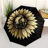 Gold Sonnenblume - Einzigartiges Blumendesign für Handys, Laptops oder Autos!Regenschirm, Tragbarer 3-fach Regenschirm für Damen & Herren, Weihnachtsgeschenk ES87