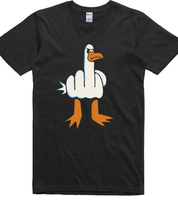 Mens Funny T-Shirt Rude Seagull Design Regular Fit 100% Cotton Tee XXL