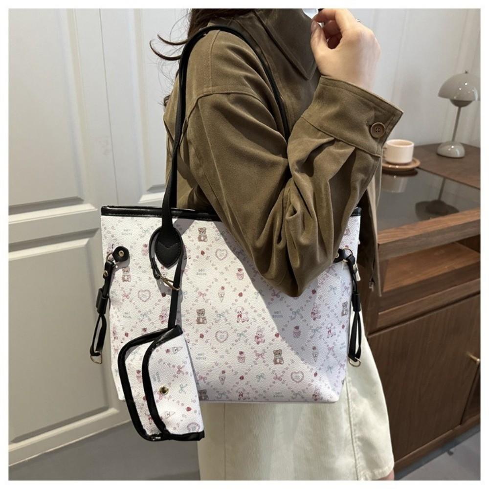 Fashion PU Leather Women's Shoulder Bag Large Capacity Zipper Crossbody Bag Tote Bag