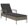 Grey Sun Lounger with Cushion 63 X 200 X 81 Cm Poly Rattan