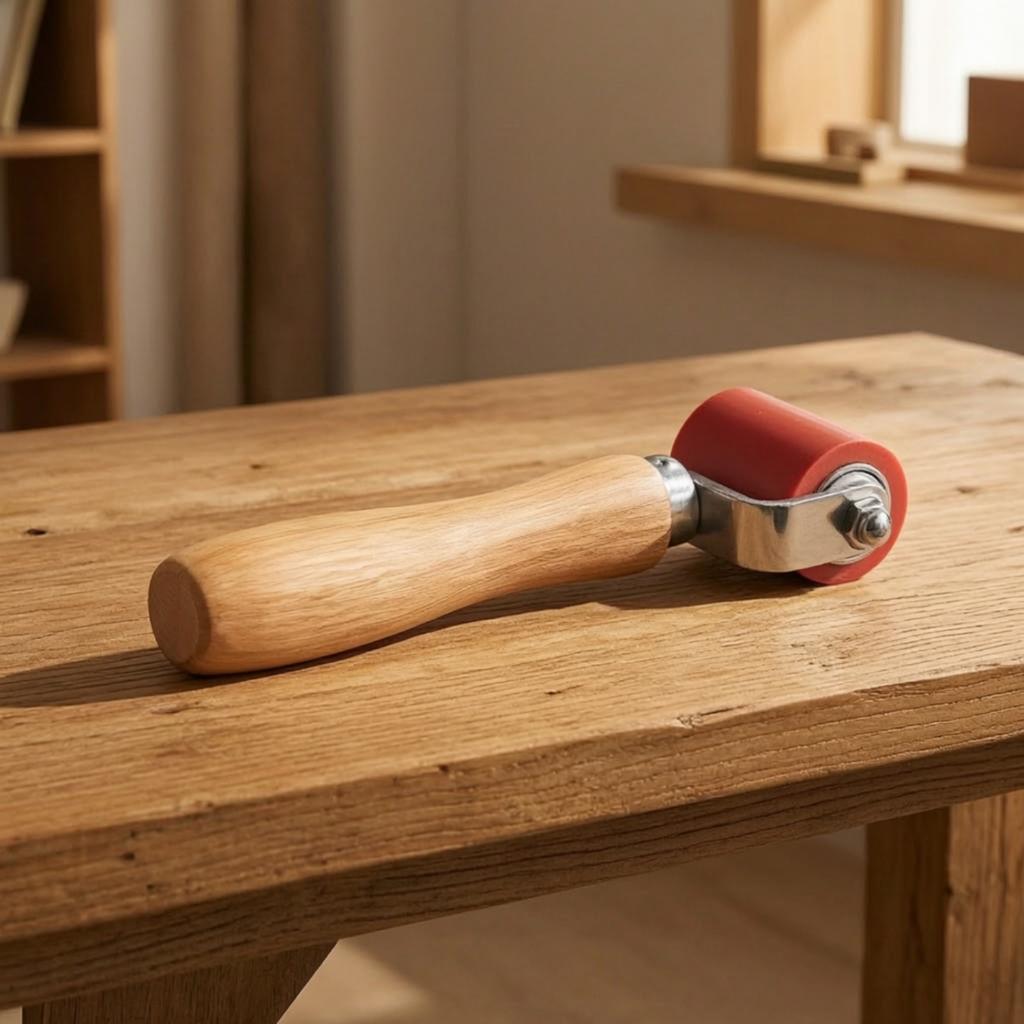 Seam Roller with Wooden Handle Ergonomic Silicone Seam Roller Tool Compact Anti-Corrosion for Repair, Workshop