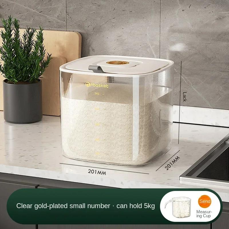 

5/10 кг вологозахищений від комах рисовий ящик із зерном, герметична банка, кухонний контейнер, відро для зберігання зернових, відро з кришкою