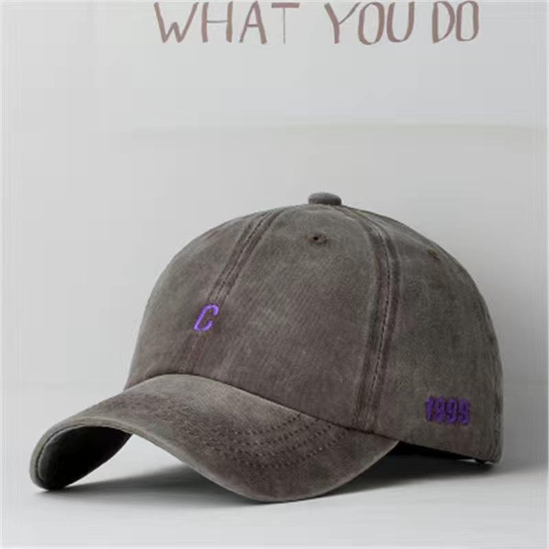 Washed Black Baseball Cap Men Women's Vintage Dad Hat with Embroidery Adjustable Casual Duck Tongue Hat