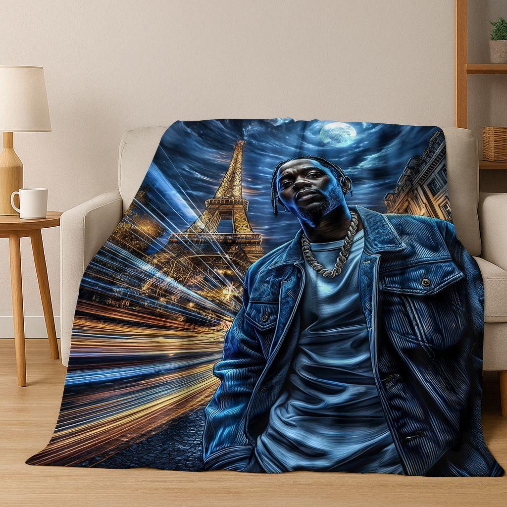 3D Top Rapper Legend Star Art Cartoon Hip Hop Flannel Blanket,Cozy Soft Throw Blanket for Home Bedroom Bed Sofa Cover Gift