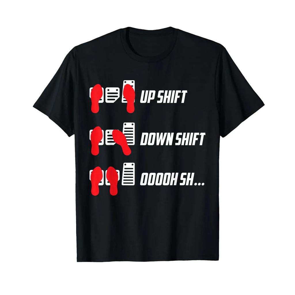 Up Shift Down Oooh Sh Unisexual Transmission Car Lover T Shirt Vintage Washed Streetwear Comfortable Top For Everyday Wear Casual