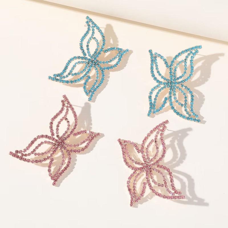 New Butterfly Zircon Earrings women's Korean Jewelry Literary Style Earrings Net Red Temperament Simple New