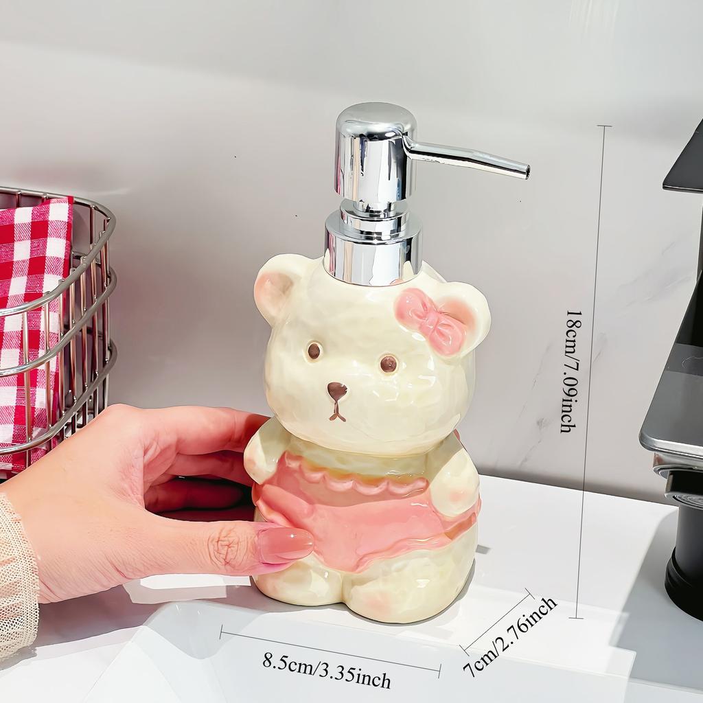 Cartoon Bear Ceramic Liquid Soap Dispenser Home Bathroom Cute Soap Dispenser Refill Press Bottle Kitchen Lotion Storage Toolgift