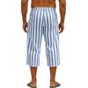 Pantaloni cropped a righe da uomo, sportivi e casual, con elastico in vita e gamba dritta