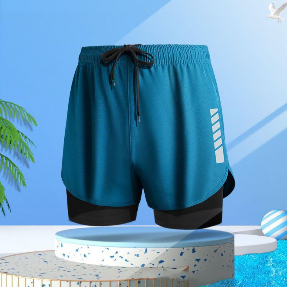 Stripe Swimming Trunks Shorts Anti Glare Mid Waist Men Sports Training Shorts Elastic Quick-drying Men's Jogging Shorts Running