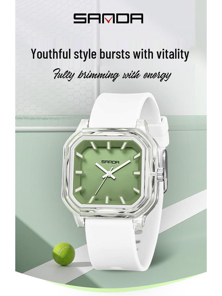 Sanda Colorful Minimalist Student Quartz Watch with 3D Scale and Waterproof Design
