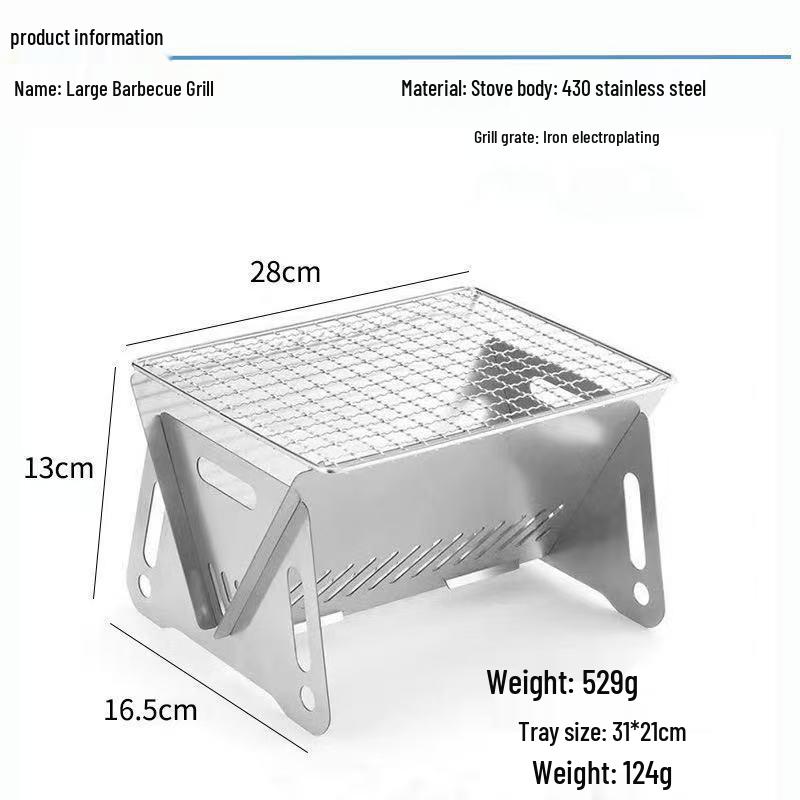 Portable Stainless Steel Folding Camping Stove for Outdoor Cooking