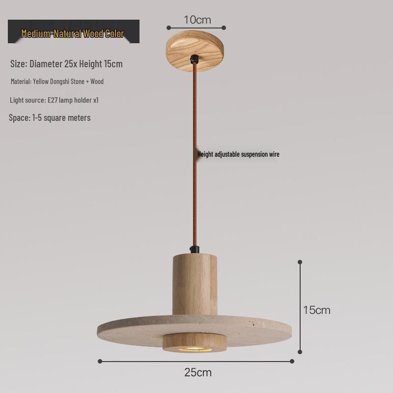 Yellow Travertine Pendant Light - Retro Cream Wabi-sabi Style for B&B, Restaurant, Bedroom, or Bedside.