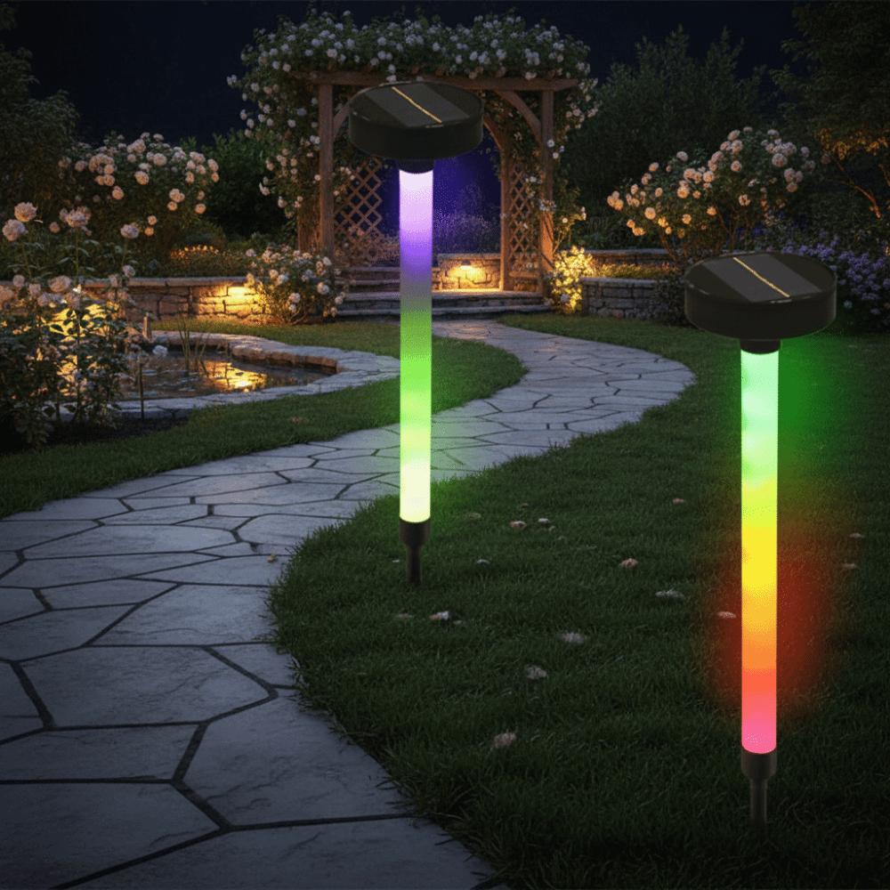 Waterproof Design Solar Pathway Lights 10LED Lighting 1200mAh Battery Outdoor Garden Lamp RGB LED Solar Powered Path Lights