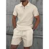 Men's Waffle Collar Polo and Shorts Sports Casual Set