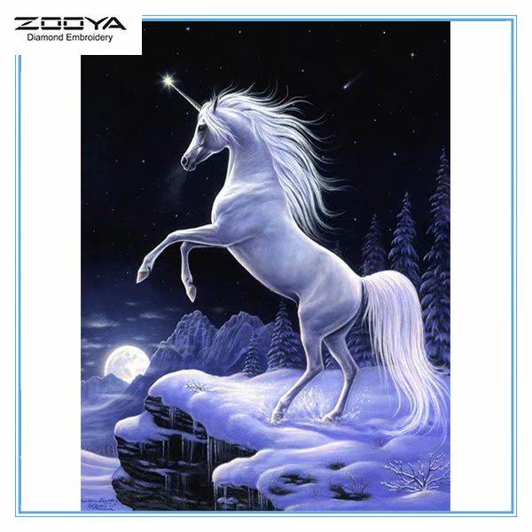 

ZOOYA DIY 5D Полный Круглый Алмазная Картина Животных Две Лошади Вышивка Крестом Ремесло Стежок Домашний Декор