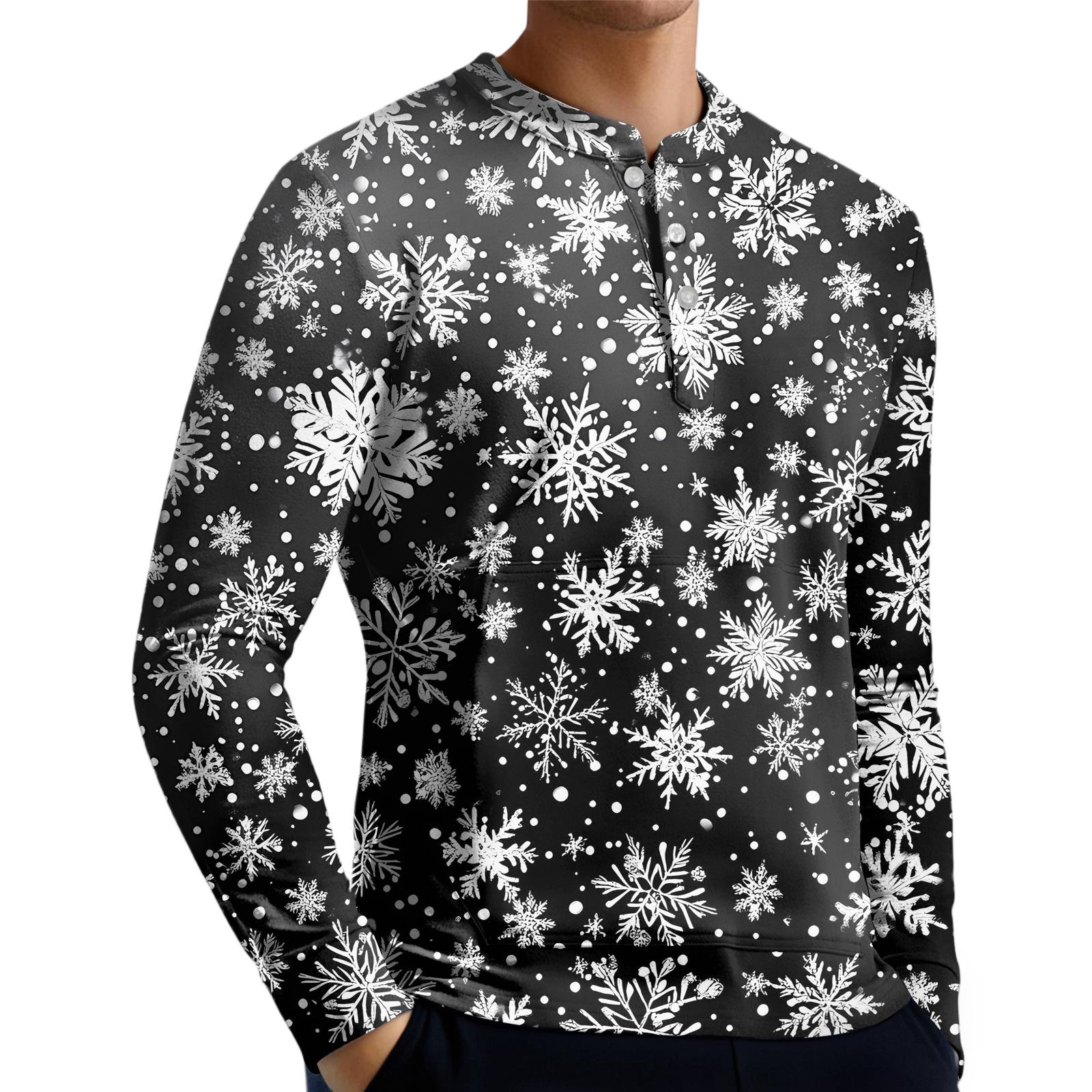 

Men s Casual Button-Down Sweatshirt Fashion Printed Long Sleeve Shirt Pullover XXXXL