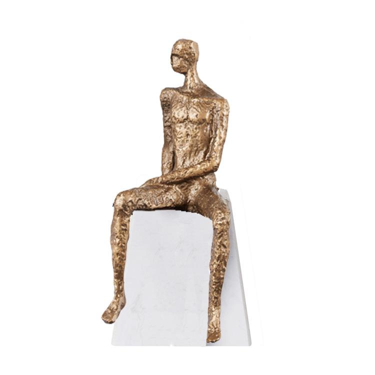Creative Abstract Metal Human Sculpture Craft Irregular Thinker Statue Bar Cabinet Entryway Ornament Gift Indoor Decoration