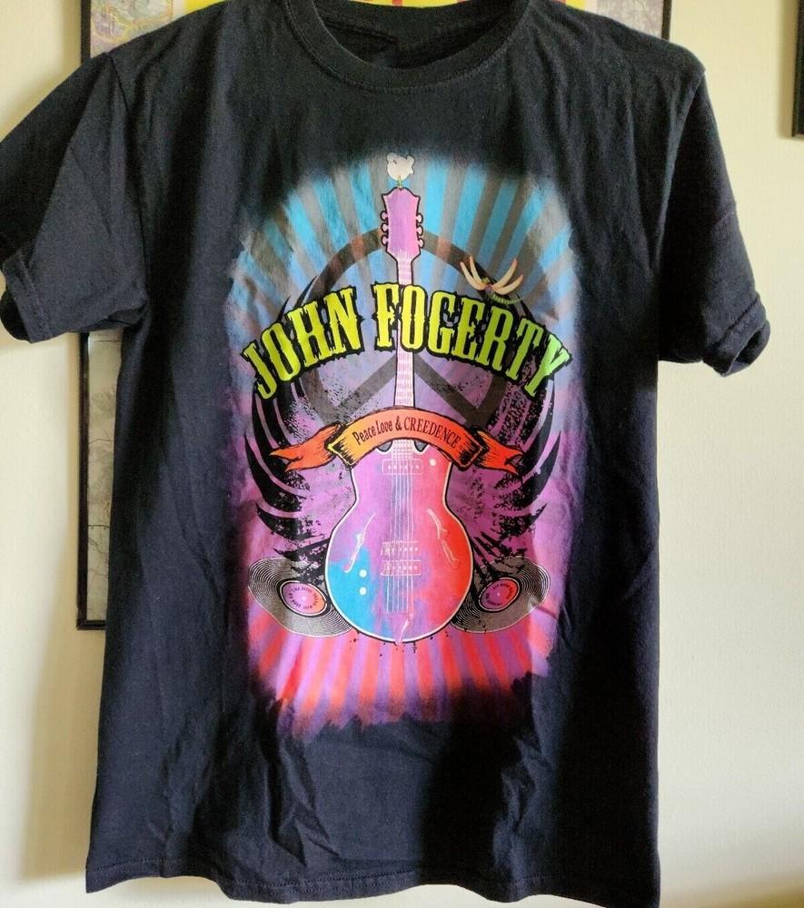 VTG Peace love John Fogerty Shirt Short Sleeve Black Unisex S-2345XL Unisex T-Shirt XXL
