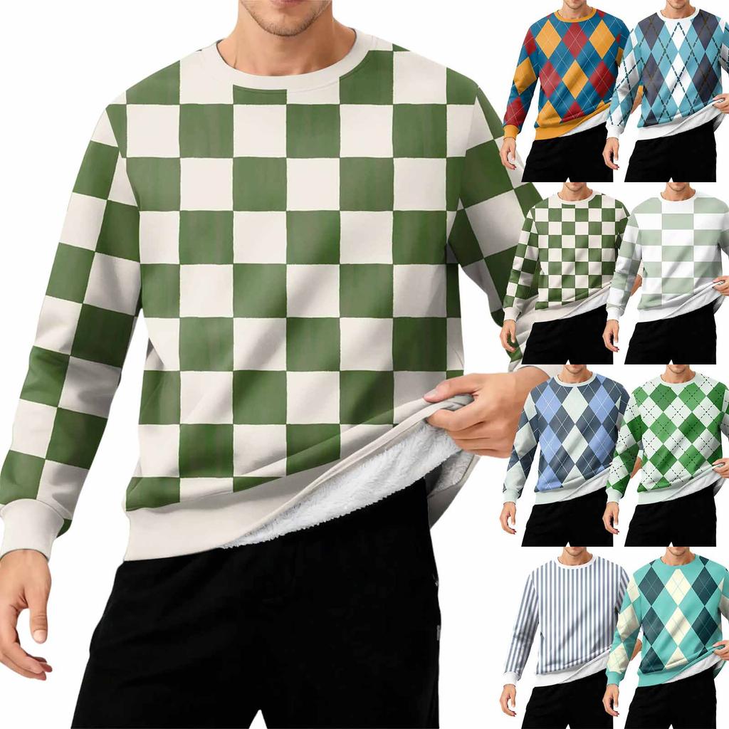 Men's Round Neck Fleece-Lined Thick Solid Color Sweatshirt