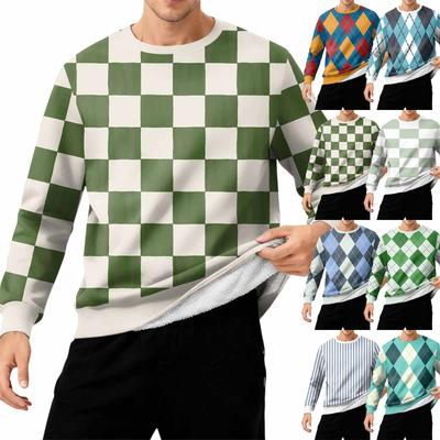 Herren Rundhals Fleecegefüttert Dick Einfarbig Sweatshirt