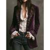 Women's European American Style Solid Color Patchwork Lace Velvet Long Sleeve Coat