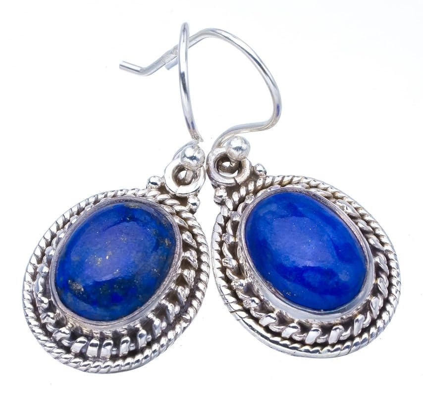 

StarGems® Natural Lapis Lazuli Handmade 925 Sterling Silver Earrings 1.25 F5647