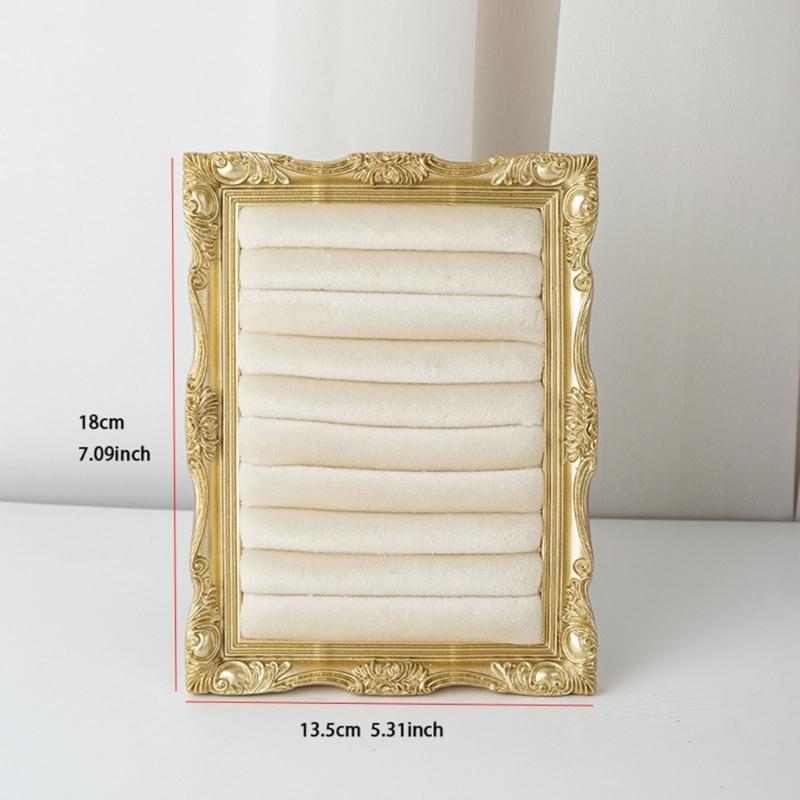 Suporte de Exibição de Joias Veludado Estilo Porta-Retrato Vintage Para Anéis Brincos e Pequenos Acessórios Com Múltiplas Opções de Cor
