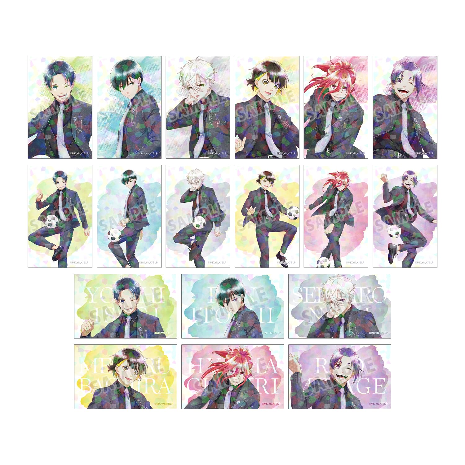 

TV anime Original Suit Model Ani Art aqua label Trading Hologram Illustration Cards Box of 18 Blue Lock Ver.