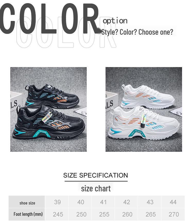Men's Breathable Mesh Sports Shoes: Trendy, Versatile, Thick-Soled Casual Running Shoes