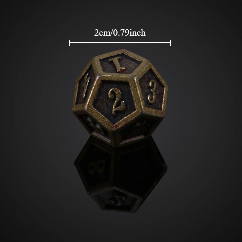 7 Stück Metall Polyedrische Würfel Bronze DND Spielwürfel für RPG Dungeons and Dragons DND RPG MTG D20 D12 D10 D8 D6 D4 Tischspiel