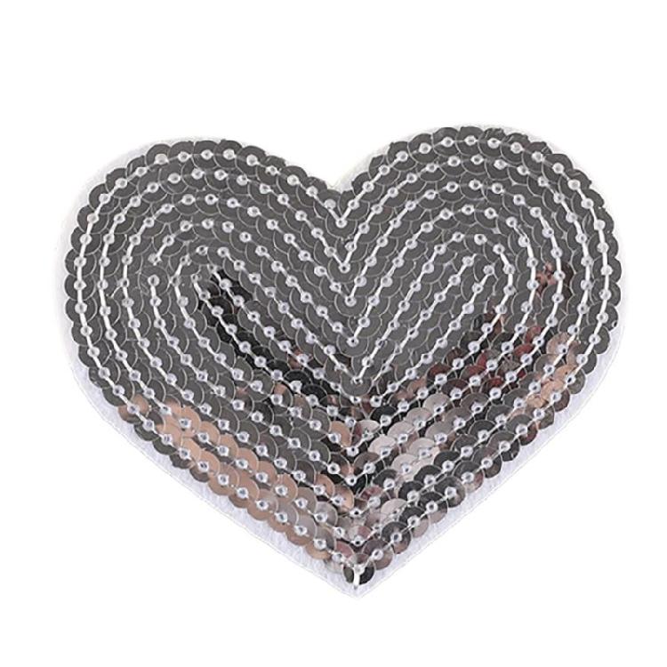 10 Pcs Embroidered Patches Heart Shape Iron on Patches Sewing on Applique Sequins Patches for Hat