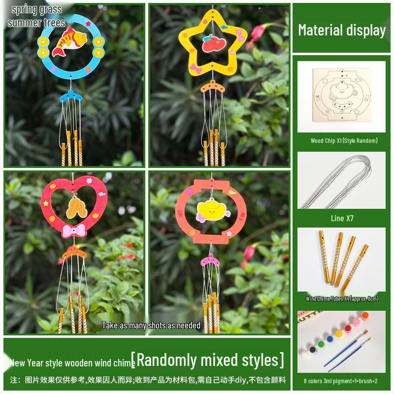 DIY Wooden Christmas Wind Chime Kit: Children's Painting & Decorating Ornament Gift