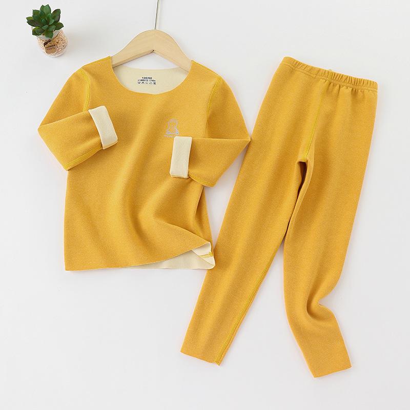 Double-Sided Kids Thermal Underwear Set - Brushed Fleece & Seamless Sides for Home & Base Layer | Warm 2-Piece Pajamas & Loungewear for Boys Girls
