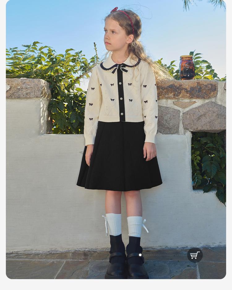 David Bella Girls' Dress Spring Dress Children's Knitted Skirt Academy Style Skirt Princess Dress