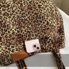 Damen Vintage Schultertasche Leopardenmuster Handtasche Mode Große Kapazität Leinwandtasche Pendler Tragetasche Große Einkaufstasche Damen Tasche Achseltasche