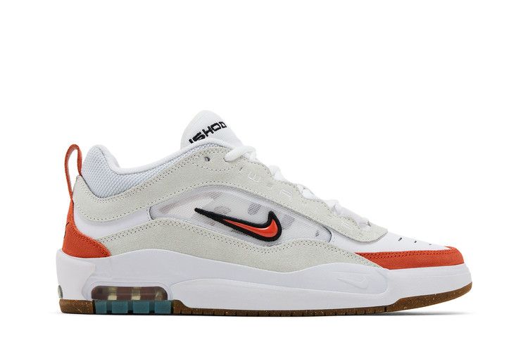 Męskie Trampki Nike SB Air Max Ishod Wair Białe Pomarańczowe Guma Białe/Pomarańczowe-Szczytowa Biel-Czarne-Guma Jasnobrązowe