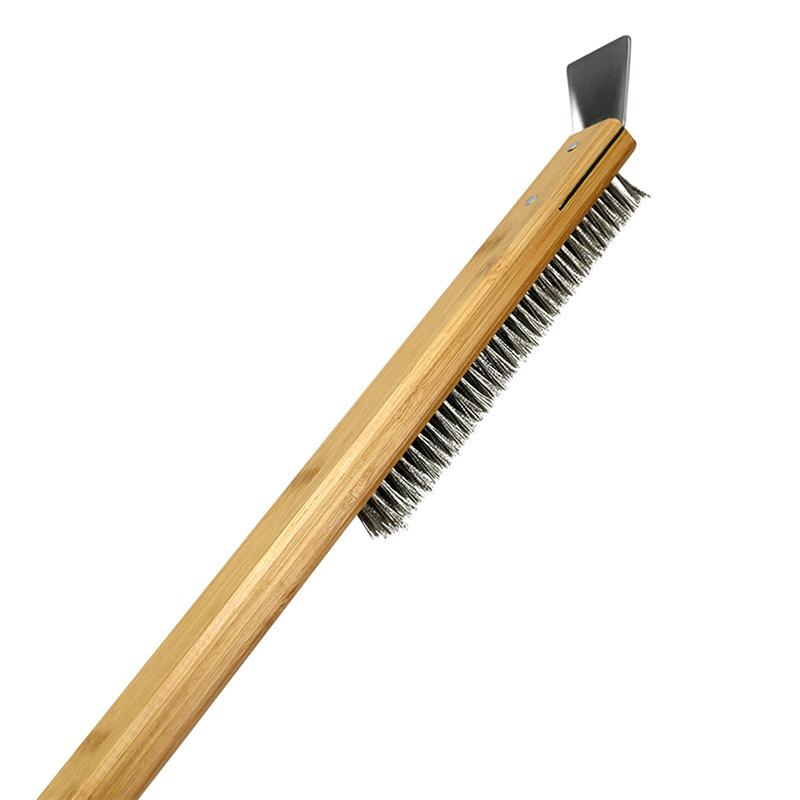 Pizza Oven Brush Steel Wire Pizza Stone Cleaning Brush With Scraper Oven Cleaner