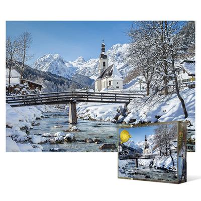 Schneelandschaft der Ramsauer Kirche - 500-teiliges Puzzle, beliebtes koreanisches Puzzle