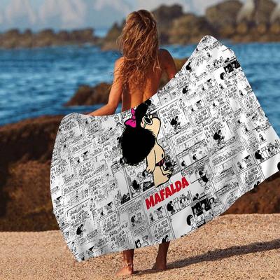 M-Mafalda Girl Beach Towel Colorful Bath Towels For Girl Microfiber Quick Dry Custom Sand Free Beach Yoga Spa Gym Pool