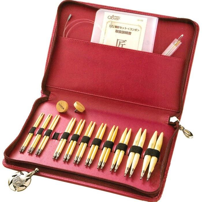 Clover Takumi Circular Knitting Needle Set Combo 45-150 Red Medium