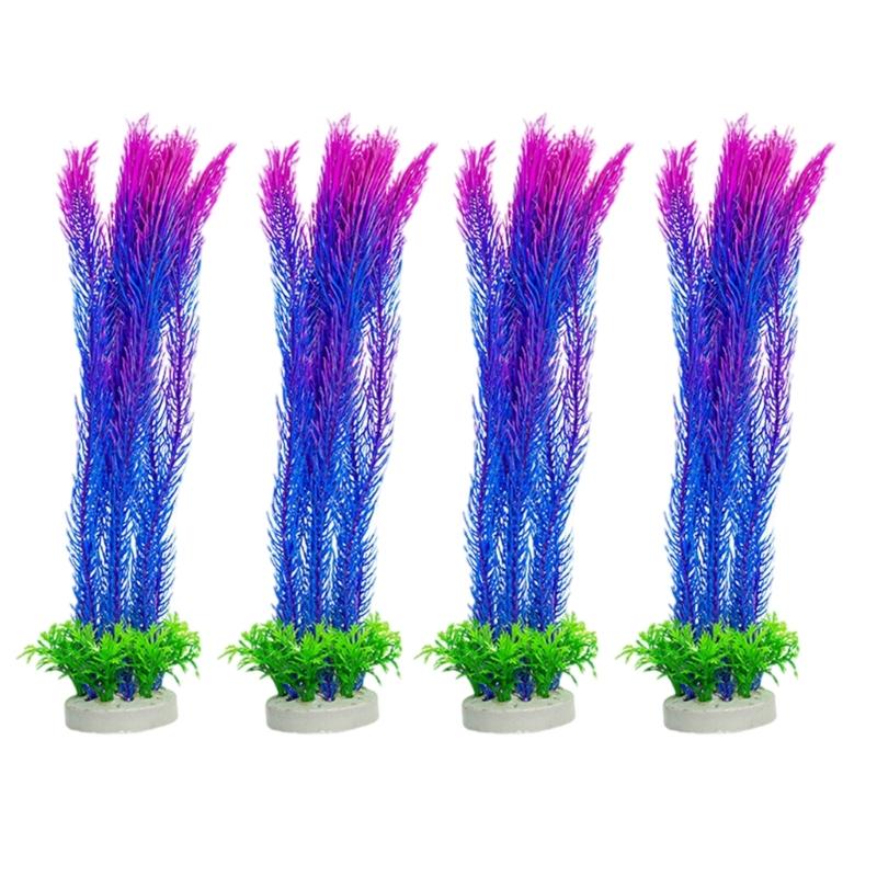4PCS Realistic Plant Fishtanks Decoration Artificial Water Plant with Base for Office Commercial Aquariums Landscaping