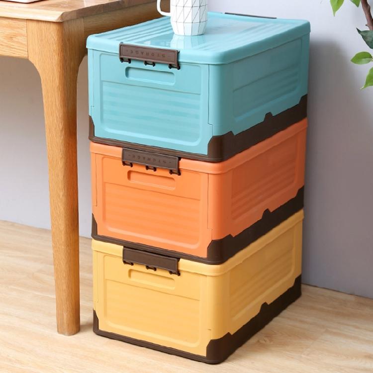 Wygodny Składany Kosz do Przechowywania Składany Plastikowy Pojemnik z Pokrywką Oszczędzający Miejsce Uchwyt na Książki Pojemnik na Ubrania dla Uczniów