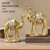 Decorative Middle Eastern Camels Figurine Luxury Gold Desert Animal Resins Statue for Bookshelves and Tabletop Accent