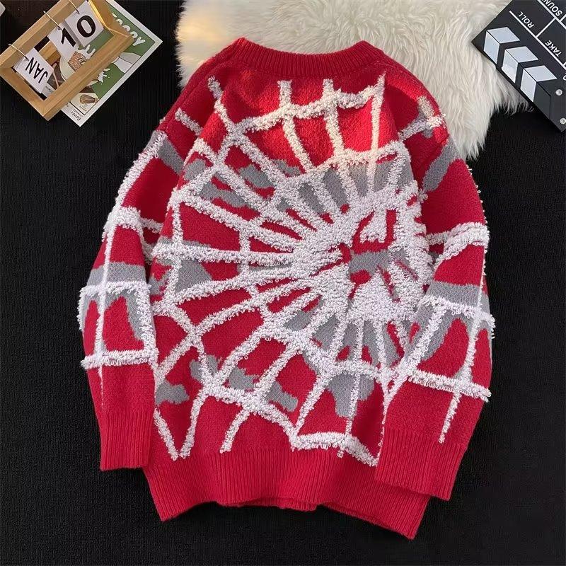 Sweater Men's and Women's Autumn and Winter New Handsome Spider Jacquard Round Neck Lazy Loose Trendy Knitted Sweater
